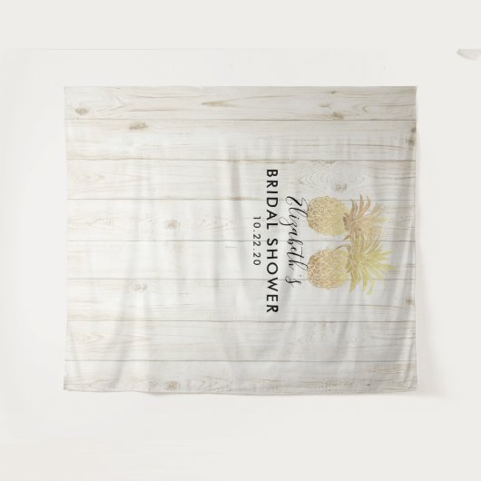 ウェディングシャワーの写真用背景 ゴールドのピンク色のカップル タペストリー (正面(横))