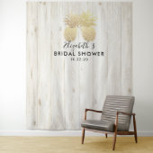 ウェディングシャワーの写真用背景 ゴールドのピンク色のカップル タペストリー (インサイチュ)