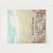 ウェディングシャワーの写真用背景 夏のビーチ タツノオシエ タペストリー (正面(横))