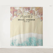 ウェディングシャワーの写真用背景 夏のビーチ ヒトデ タペストリー (正面)