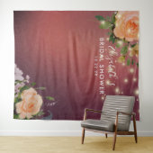 ウェディングシャワーの写真用背景 花のストリングライト タペストリー (インサイチュ(横))