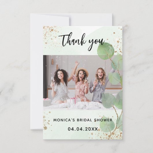 ウェディングシャワーの写真 ユーカリの植物 サンキューカード (正面)