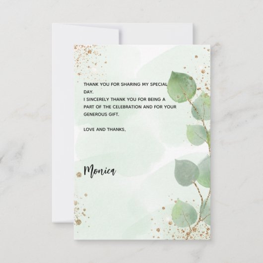 ウェディングシャワーの写真 ユーカリの植物 サンキューカード (裏面)
