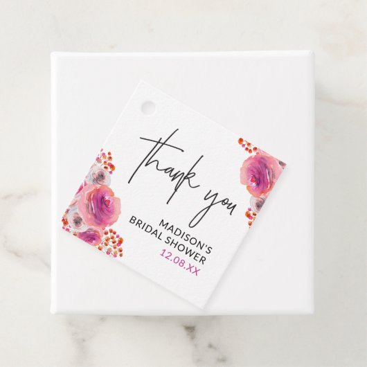 ウェディングシャワーの感謝の気持ちを表す明るい花のタグ フェイバータグ (インサイチュ)
