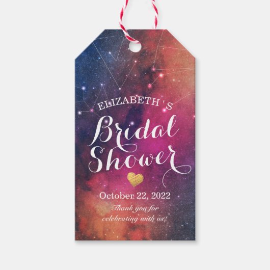ウェディングシャワーの感謝を伝えるギャラクシー・スターリー・コンステレーション ギフトタグ (正面)