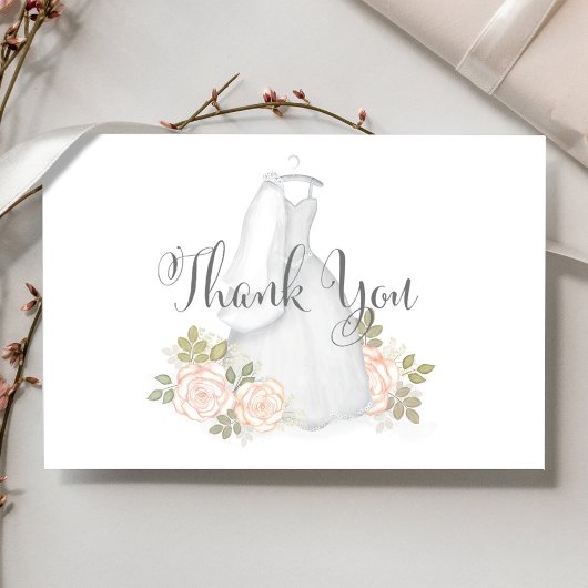 ウェディングシャワーの感謝を込めたウェディングドレスの感謝カード サンキューカード