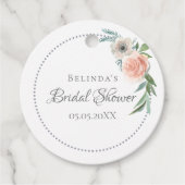 ウェディングシャワーの感謝を込めて、 ブッシュピンクの花を飾って フェイバータグ (正面)