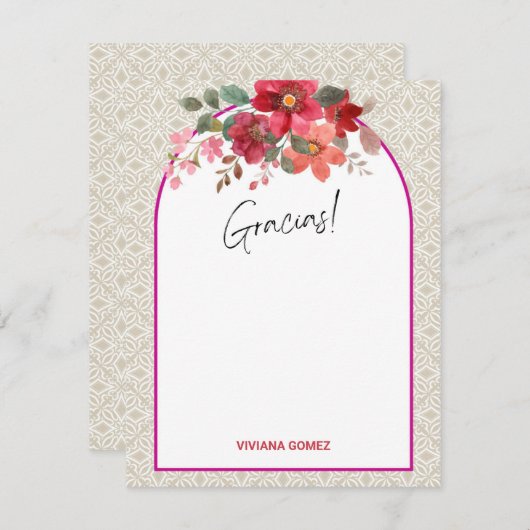 ウェディングシャワーの感謝カード スペイン語 サンキューカード (正面/裏面)