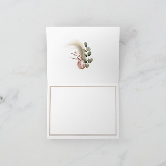 ウェディングシャワーの感謝カード ドレスと花 サンキューカード (内部)