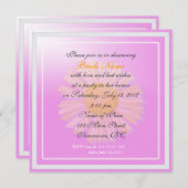 ウェディングシャワーの招待状、紫の花 招待状 (正面/裏面)