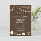 ウェディングシャワーの招待状 茶色、ティーライト 招待状 (スタンド正面)