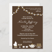 ウェディングシャワーの招待状 茶色、ティーライト 招待状 (正面/裏面)