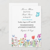 ウェディングシャワーの招待状　蝶　青/紫 招待状 (正面/裏面)