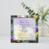 ウェディングシャワーの招待状、青いパンジーの花 招待状 (スタンド正面)