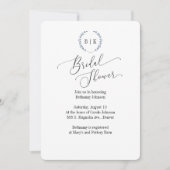 ウェディングシャワーの招待状（青い月桂樹のモノグラム） 招待状 (正面)