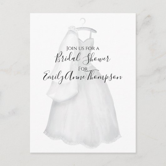 ウェディングシャワーの招待状　Pretty Simple Elegant ポストカード (正面)