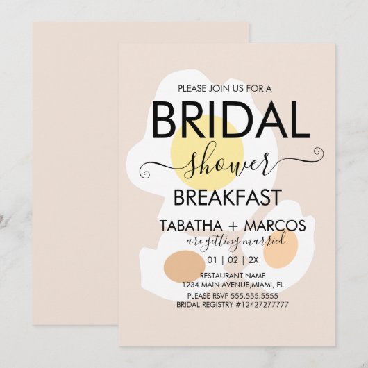 ウェディングシャワーの朝食 エッグ ブランシュ 招待状 (正面/裏面)