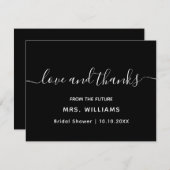 ウェディングシャワーの未来の花嫁おしゃれでスタイリッシュなテキスト サンキューカード (正面/裏面)