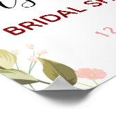 ウェディングシャワーの歓迎看板, 赤, ブラッシュ, ユーカリ ポスター (角)