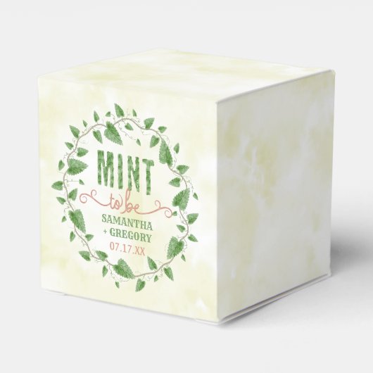 ウェディングシャワーの水の色の葉のリースミントする フェイバーボックス (裏面サイド)