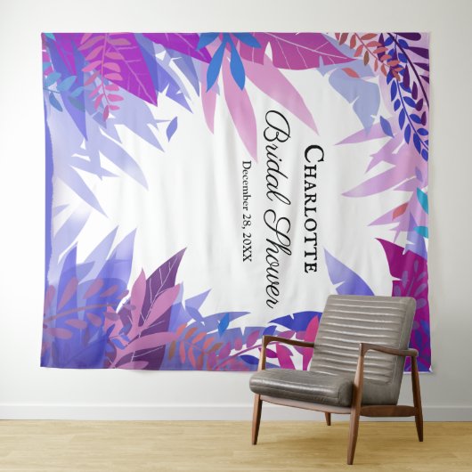 ウェディングシャワーの熱帯水彩バックドロップ タペストリー (インサイチュ(横))