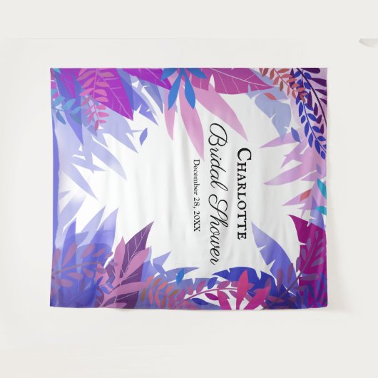 ウェディングシャワーの熱帯水彩バックドロップ タペストリー (正面(横))