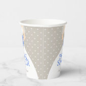 ウェディングシャワーの白いドレスと青いバラ 紙コップ (右)