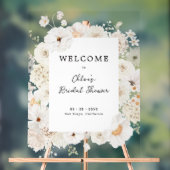 ウェディングシャワーの白い花のウェルカムサイン アクリルサイン (ニュートラル)