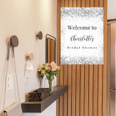ウェディングシャワーの白と銀のグリッター文字の歓迎メッセージ ポスター