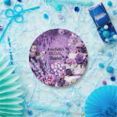 ウェディングシャワーの紙皿 – パープルレヴェリーガーデン ペーパープレート (パーティー)