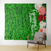 ウェディングシャワーの緑の写真撮影用背景 タペストリー (インサイチュ(横))