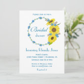 ウェディングシャワーの美しいひまわり 青と白 招待状 (スタンド正面)