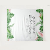 ウェディングシャワーの背景トロピカルフラワーフォトブース タペストリー (正面(横))