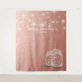 ウェディングシャワーの背景 カップル メイソンジャー ローズゴールド タペストリー (正面)