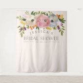 ウェディングシャワーの背景 - フォトブース Sweet Blooms タペストリー (正面)