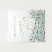 ウェディングシャワーの背景 - ユーカリの葉 タペストリー (正面(横))