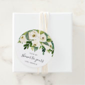 ウェディングシャワーの花と緑の白いカード フェイバータグ (インサイチュ)