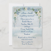 ウェディングシャワーの花のアーチ　海の水彩画 招待状 (正面)