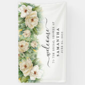 ウェディングシャワーの花の白いマグノリアの名前のウェルカム 横断幕 (縦)