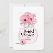 ウェディングシャワーの花の装飾がついた香水瓶 招待状 (正面)