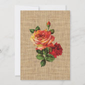 ウェディングシャワーの花の赤いバラの麻の招待状 招待状 (裏面)