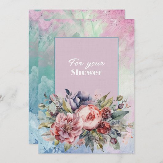 ウェディングシャワーの花束のピンク紫 ノートカード (正面/裏面)
