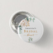 ウェディングシャワーの花束 ユーカリの葉 緑豊かでエレガント 缶バッジ (正面&裏面)