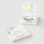 ウェディングシャワーの花束 ユーカリグリーン エレガント ストーンコースター (横)