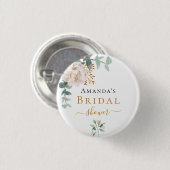 ウェディングシャワーの花束 ユーカリ 緑豊か エレガント 缶バッジ (正面&裏面)