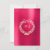 ウェディングシャワーの花輪 ラズベリー ピンクのバラ 招待状 (裏面)