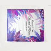 ウェディングシャワーの葉のトロピカルウォーターカラーバックドロップ タペストリー (正面(横))