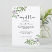 ウェディングシャワーの計画変更ラベンダー 招待状 (スタンド正面)