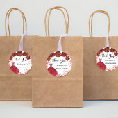 ウェディングシャワーの赤と白のドレス　ありがとう ラウンドシール