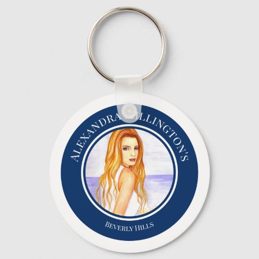 ウェディングシャワーの金髪の女の子 ビーチ サークル キーホルダー (正面)